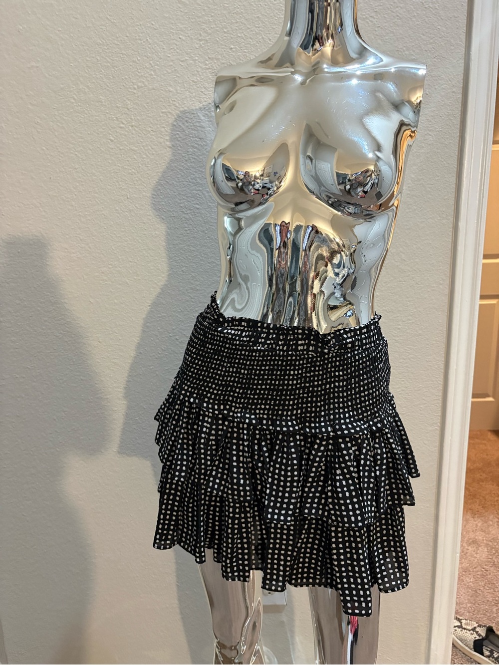 The Reset Black and White Polka Dot Ruffle Mini Skirt